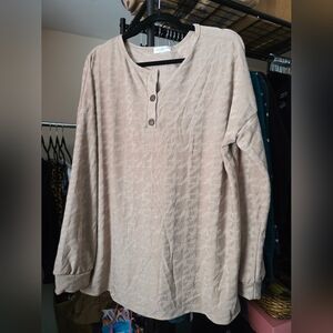 Chic Soul Beige Long Sleeve Top